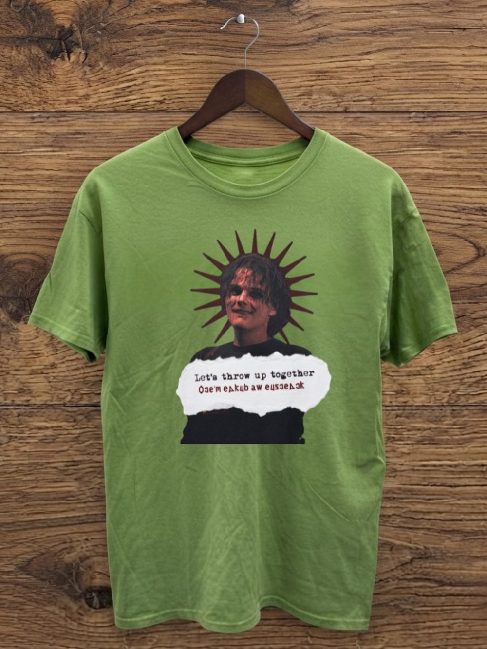 Gerard Way Let's Throw Up Together Vintage Aesthetic Grunge Olive Green T-Shir
